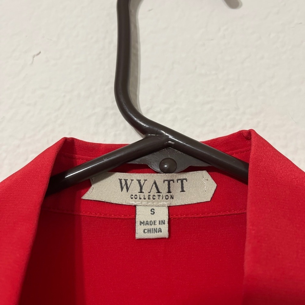 Wyatt 100%Silk Red Button Up Blouse Office Quiet Luxury Old Money Classic  Top S - Picture 4 of 7